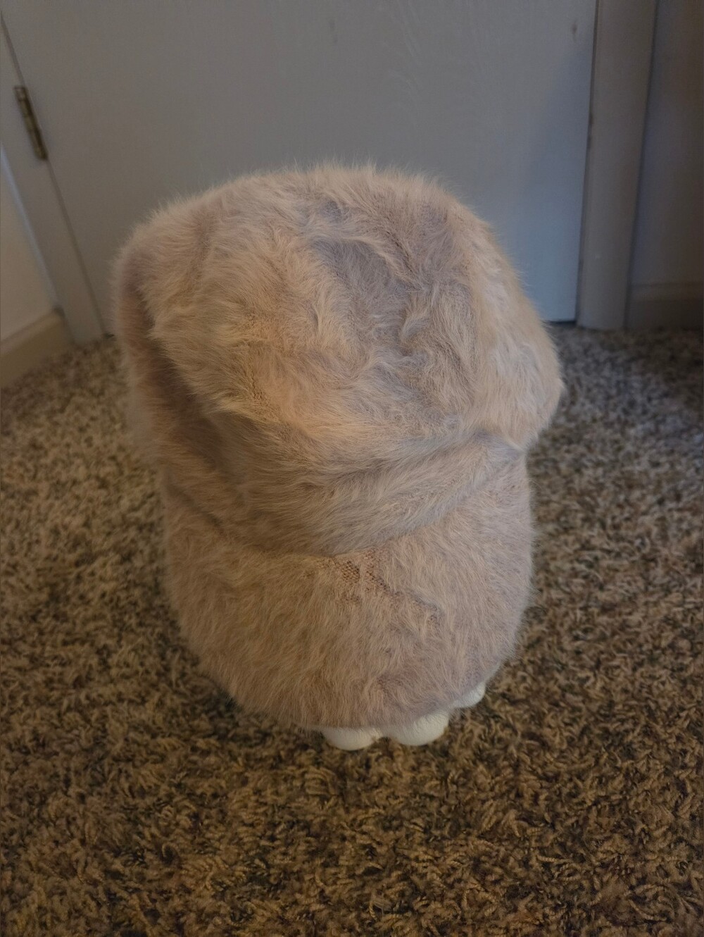 Womens Vintage Y2K Beige Furry Baseball Cap Bratz Streetwear Adult Size
